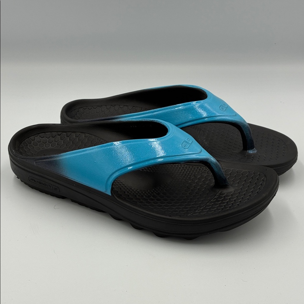 Spence Fusion 2 Black and Blue Comfort Thong Recovery Sandals W8 M7